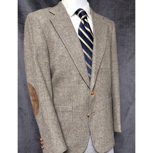 Vintage Hunt Valley Blazer 38R Brown Wool Elbow Patch Tweed Blazer Classic USA